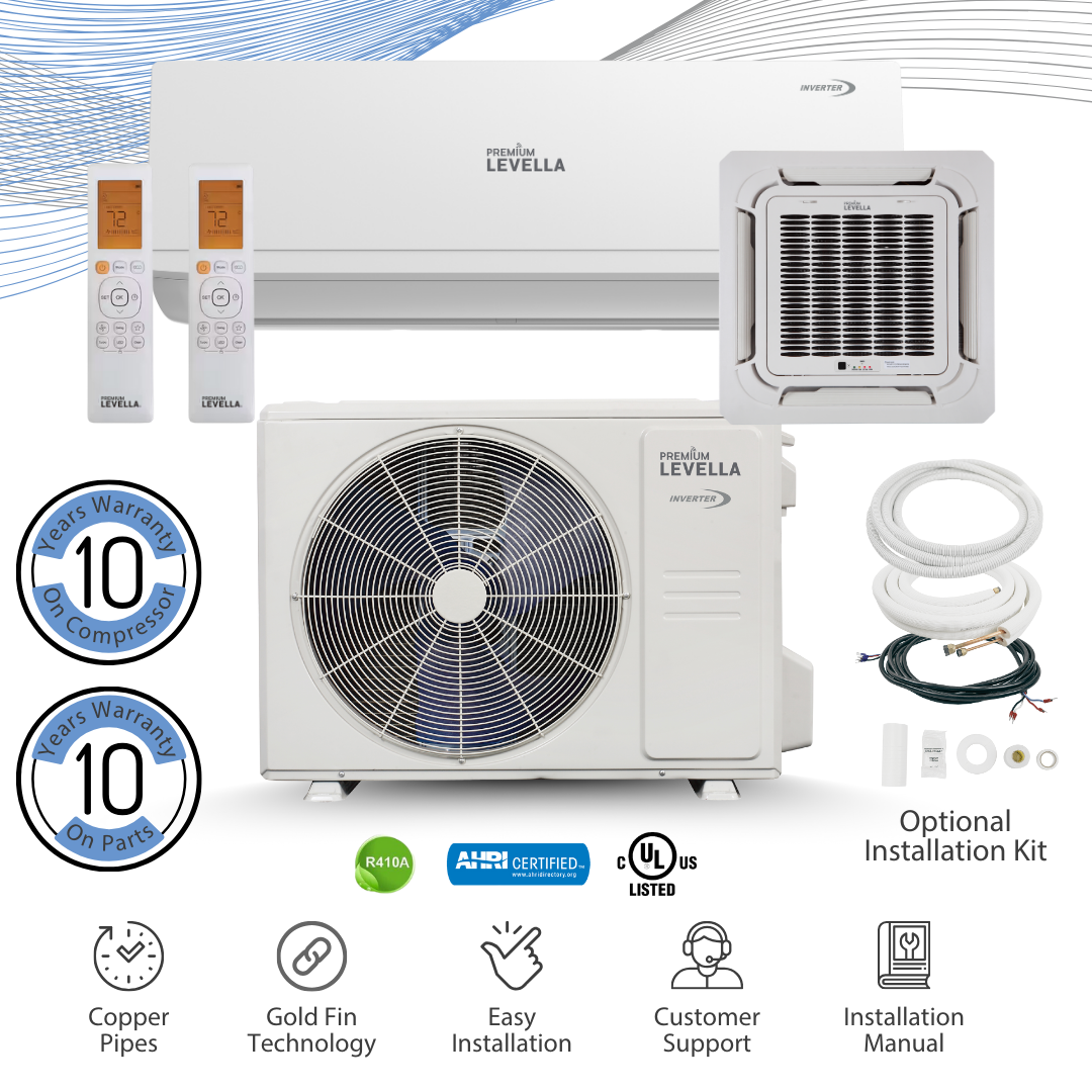 Dual Zone 21.5 SEER Ductless Mini Split Air Conditioner Inverter Wifi Heat Pump