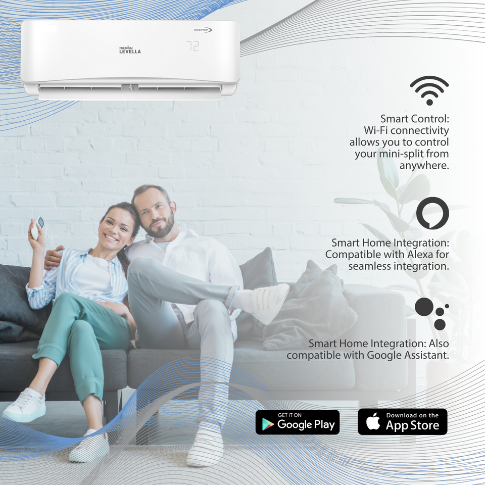 Dual Zone 21.5 SEER Ductless Mini Split Air Conditioner Inverter Wifi Heat Pump