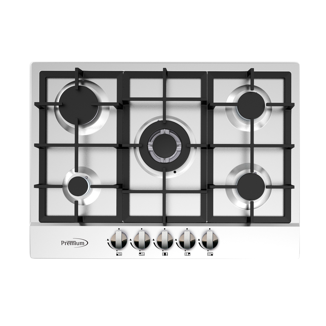 Premium Levella® 28''- 5 Burners Built In Gas Stove. Stainless steel panel.