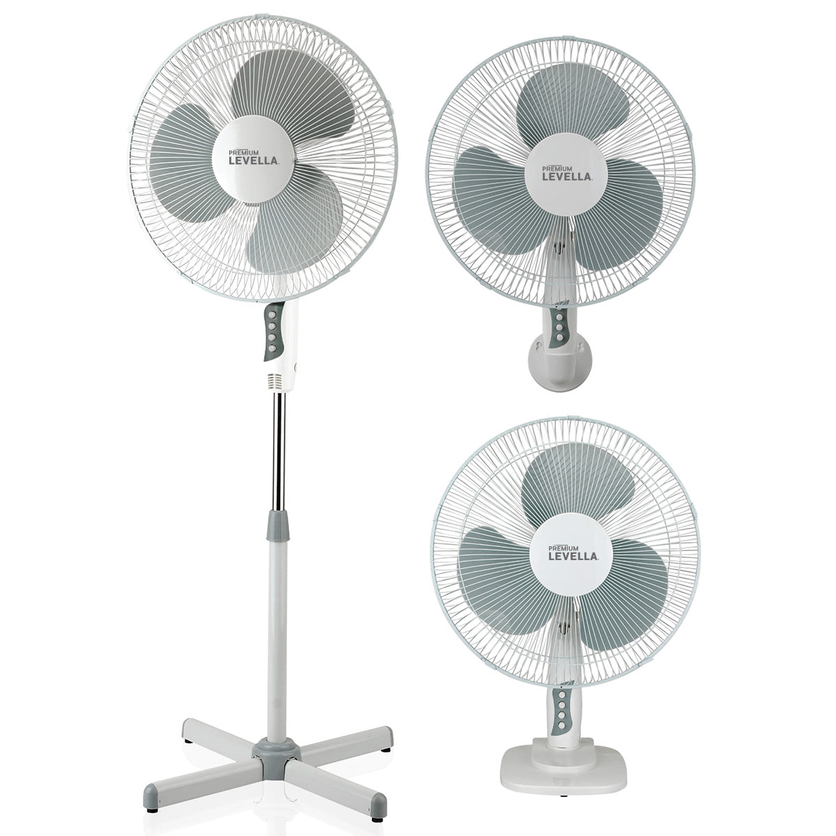 Premium Levella® 16" Oscillating Stand-Table-Wall Fan 3 in 1.