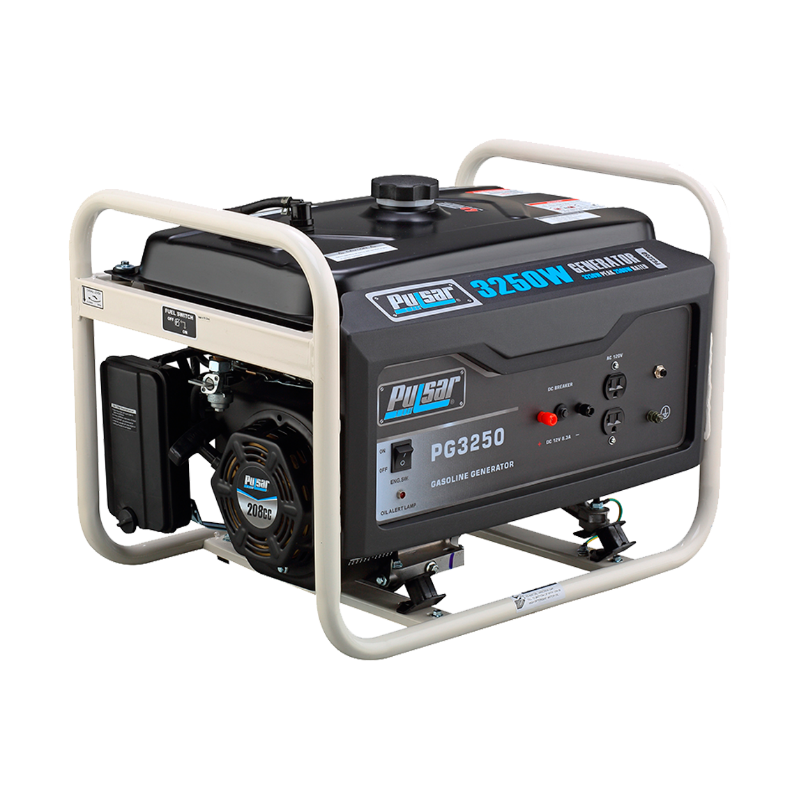 Pulsar 3250W Portable Emergency Gas Generator Engine 7HP Two 120V 20A Outlets