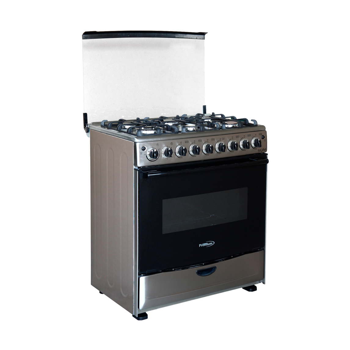 Premium Levella® 30''-Gas Stove Stainless Steel Front & Work Top 6 Burners Glass Oven Door