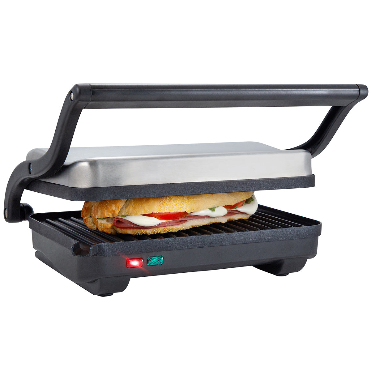 Premium Deluxe 2 Slice Panini Press Grill Sandwich Maker Opens fully flat 180 degrees