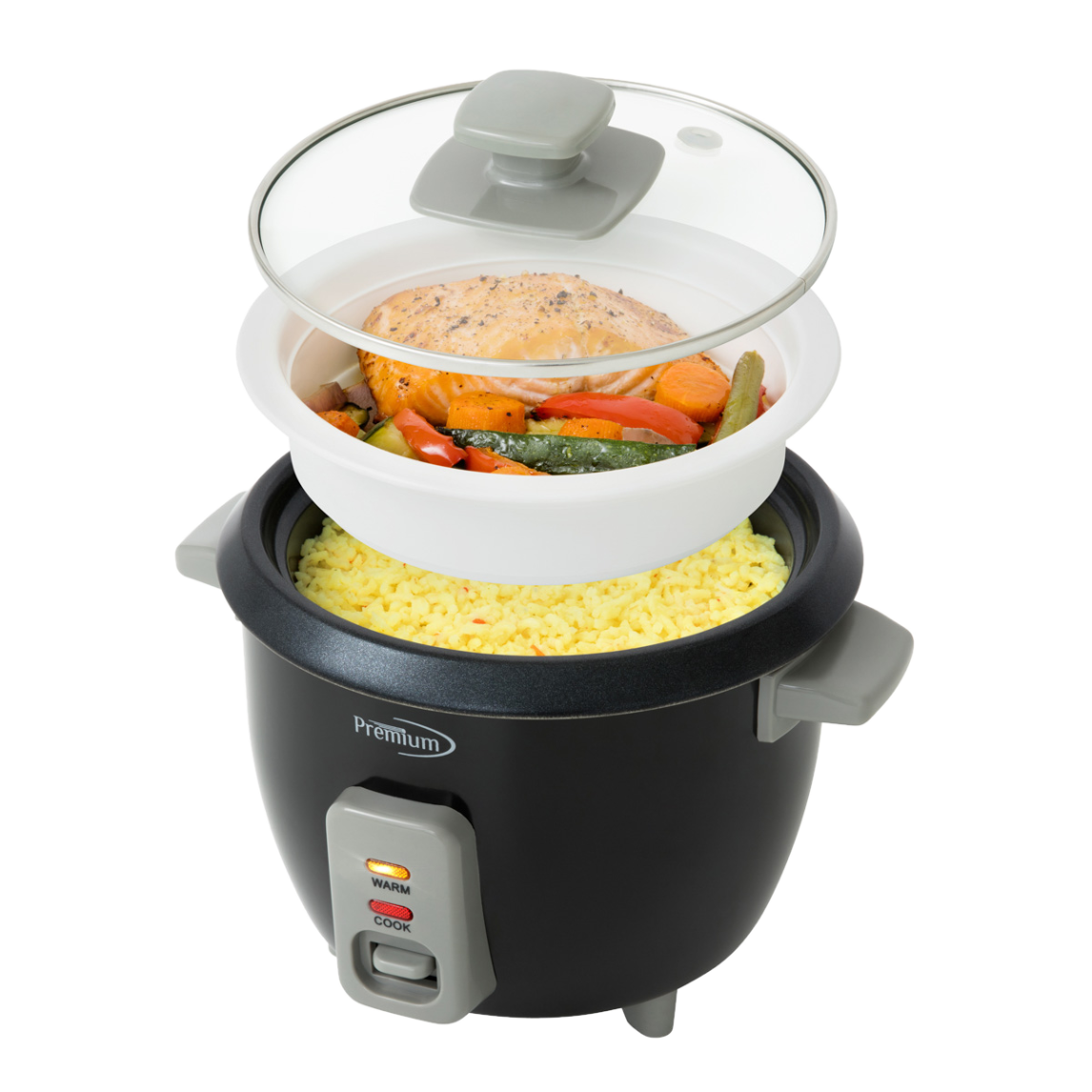 Premium - 6-Cup Rice Cooker and Steamer - Black