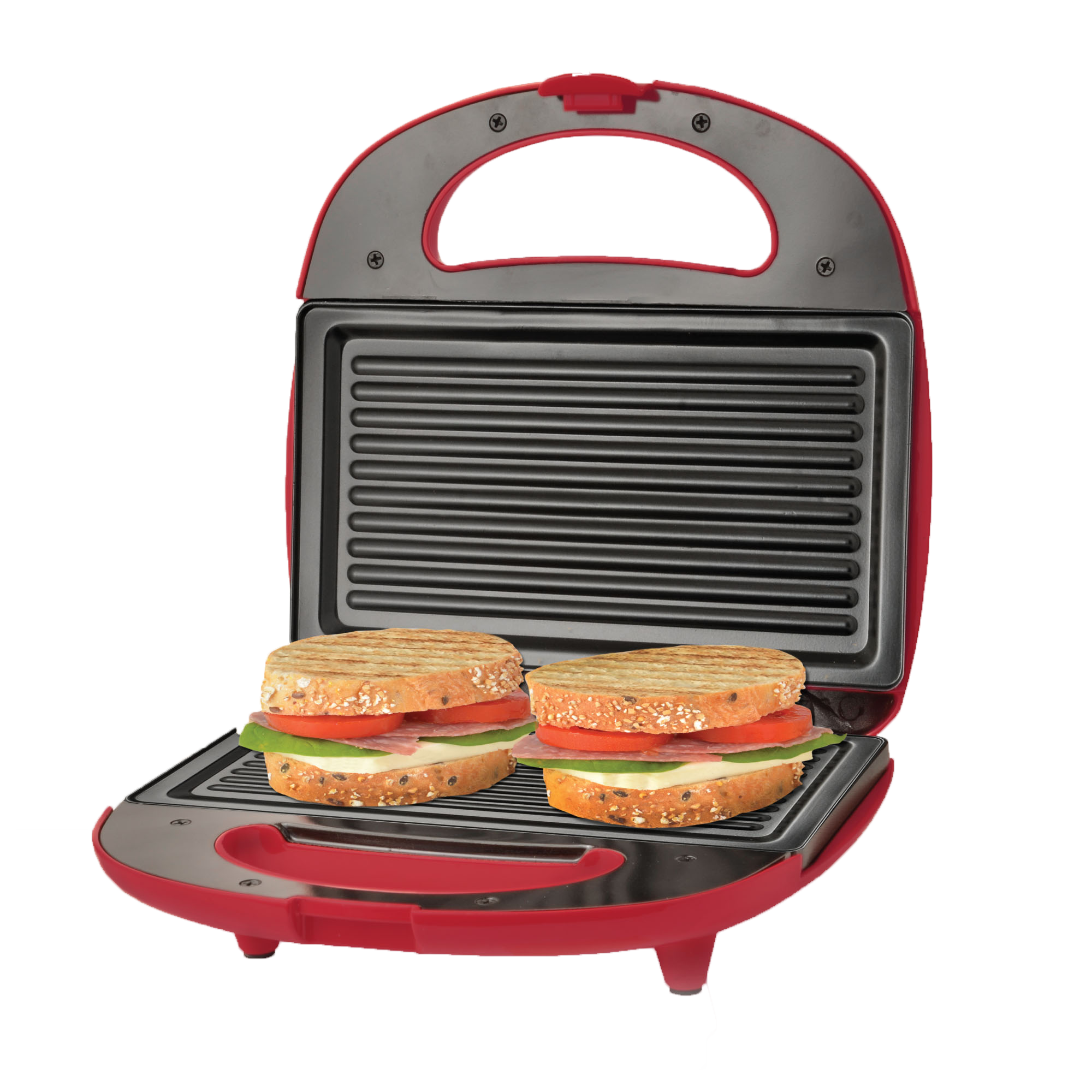 Premium Non-Stick 2-Slice Sandwich Maker Grill Plates for multi-function Red