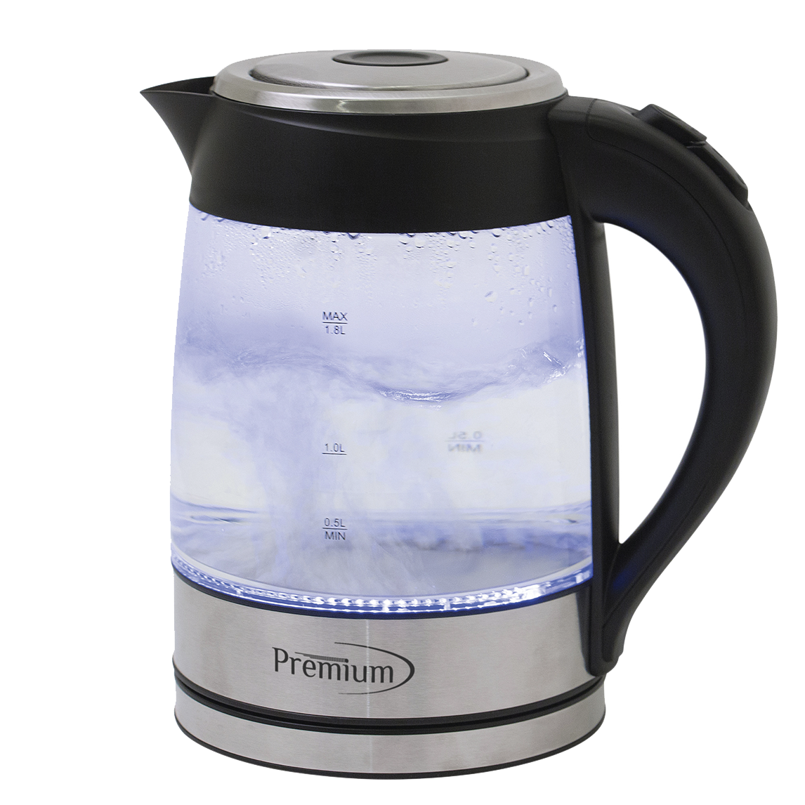 Premium - 1500W 1.8 L Glass Electric Tea Kettle Blue LED light Boil-dry protection