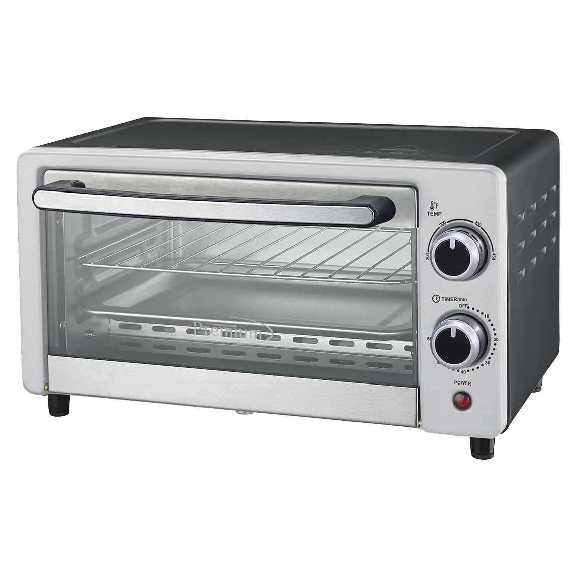 Premium 4-Slice Toaster Broil Oven 8" Pizza Bake. Elegad Silver
