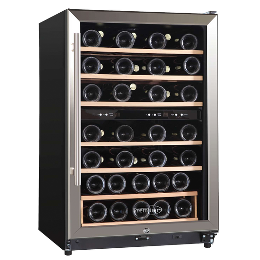 Premium - 45 Bottle Wine Cooler Stainless steel handle Dual zone Single door.