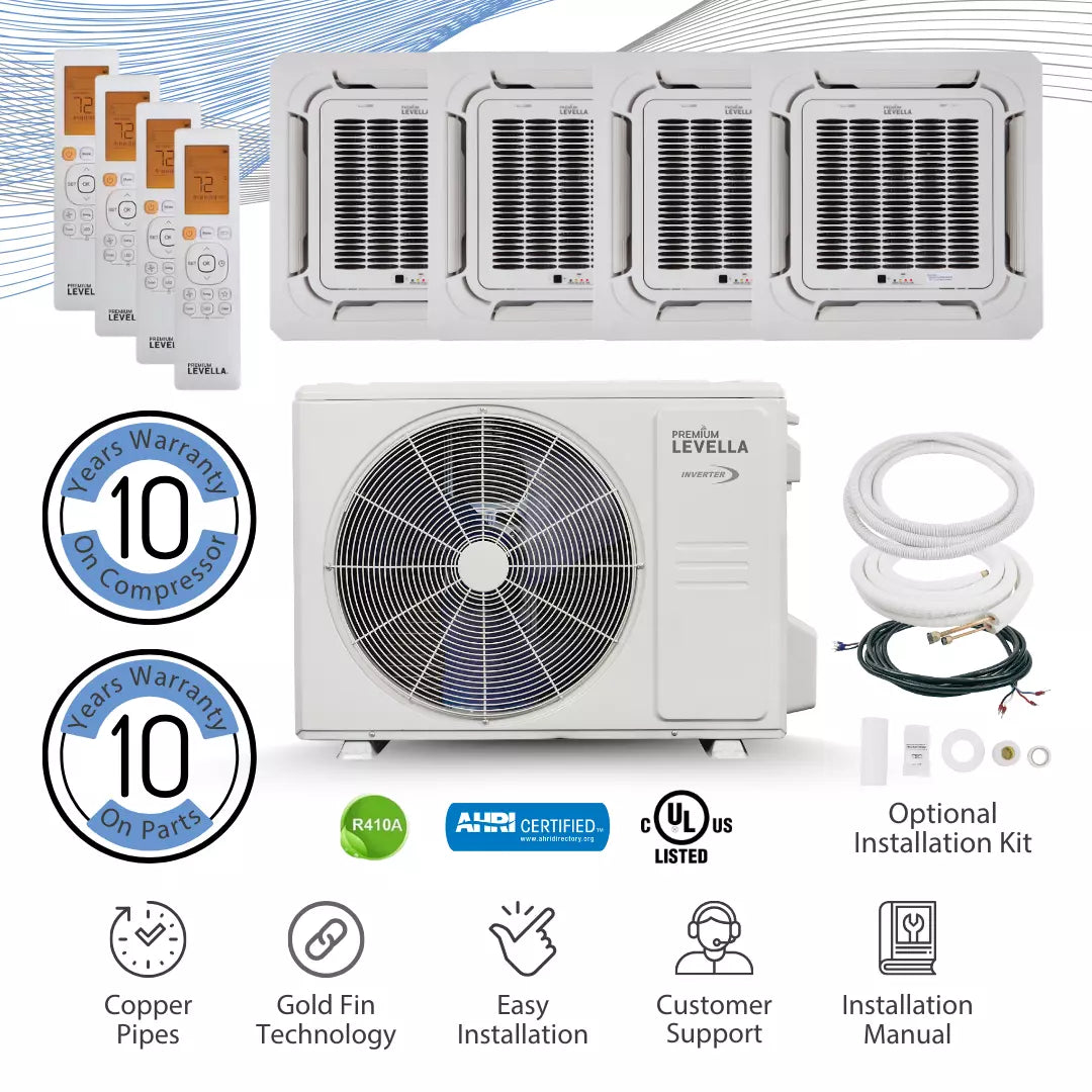 Quad Zone 23.1 SEER2 Ductless Mini Split Air Conditioner Inverter Wifi Heat Pump