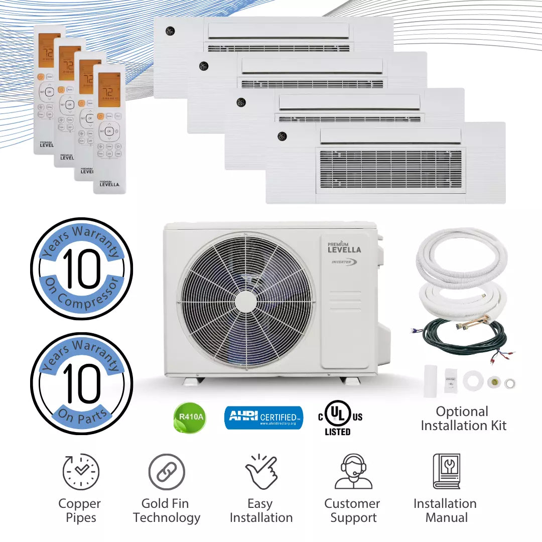 Quad Zone 23.1 SEER2 Ductless Mini Split Air Conditioner Inverter Wifi Heat Pump